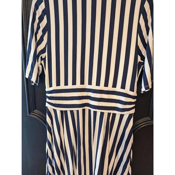 Boden Kassidy Navy & White, Striped, Fit & Flare Knit Midi Dress - NWT - Size 12 - Picture 4 of 6